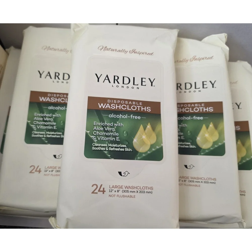 Yardley London Disposable Washcloths 4 Pack Alcohol Free Aloe Vera Chamomile...